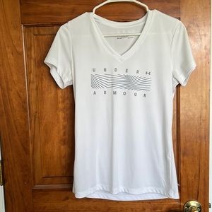 White Under Armour V Neck Workout Top